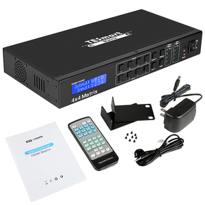 TESmart矩阵切换器4x2 4x4支持3D视频RS232局域网端口4进4出4K30hz高清多媒体矩阵，带红外遥控器 - Product Image 1