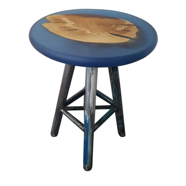 Taburete de asiento para interior y exterior para uso doméstico en cocina, taburete de madera de alta calidad de resina, soporte de Metal