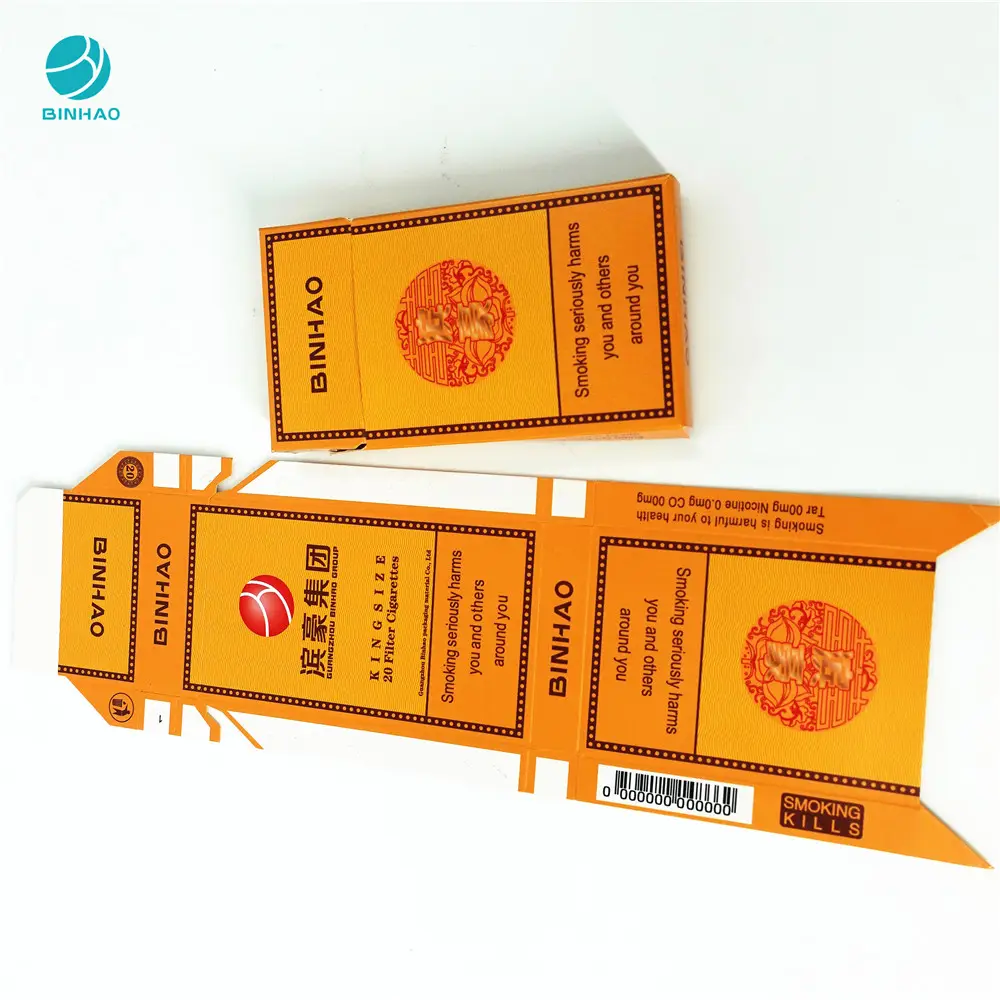 Paquetes de embalaje de tabaco liso de cartón personalizado con diseño de cartón con impresión en color