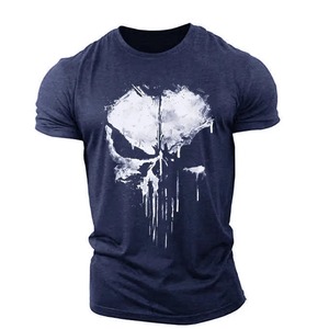 <strong>Punisher</strong> Skull Cotton Men's T-Shirt Harajuku Street Top Fitness Sportswear Stretch Breathable Oversized Shirt Men's Clothing - Product Image 3