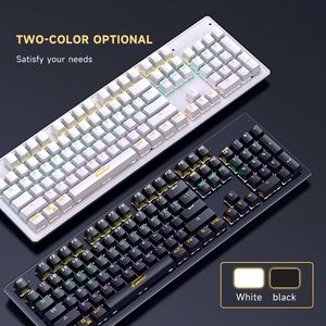 Jertech JK520 Full Size Interruptor Azul Com Fio Teclado De Jogos Mecânicos ABS Laptop Teclado Cereja Marca Eixo Cor Do Corpo Iluminação