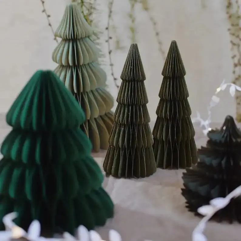 Hot Sale Tree Paper Flowers Christmas Honeycomb Decoration Ecofriendly Handmade Paper For India Manufacturer
