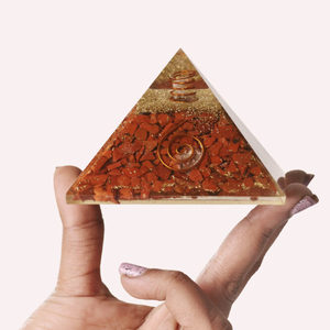 Handmade <strong>Red</strong> Jasper Orgone <strong>Pyramid</strong> With Copper Coil Energy Generator For EMF Protection Meditation Chakra Healing - Product Image 2