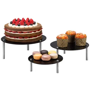 3er-Set Deluxe Cupcake-Displayst änder Kunden spezifische Form Schwarz Massives Eisen Verschiedene Größen Ideal für Pizza-und Dessert ständer