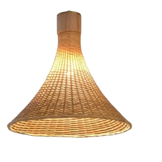 Lámpara colgante cónica de bambú hecha a mano al por mayor, iluminación natural de Navidad y decoración del hogar, las mejores tarifas naturales, lámparas personalizadas