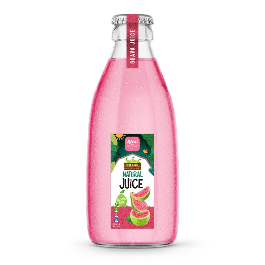 베트남 음료 회사 베스트셀러 제품 신선한 과일 주스 250ml 유리병 구아바 주스