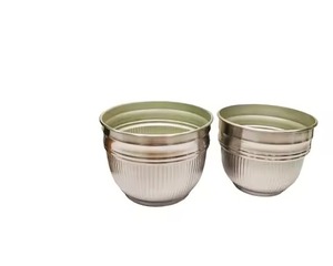 Silver Finished Set of <strong>2</strong> <strong>Planters</strong> Different Sizes Metal <strong>Planter</strong> for Garden Decoration Top Selling Steel Hammered <strong>Planters</strong> - Product Image 1