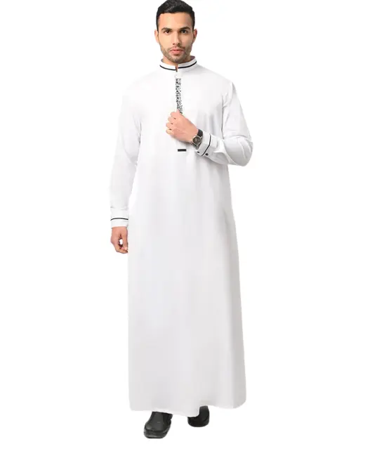Vêtements islamiques, tissu Thobe africain arabe marocain, Lots de Stock 100% Polyester Thobe pour hommes