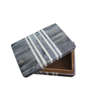 Otantik tasarımcı ev dekor Set ahşap bardak kemik kakma ile 4 adet zeytin mavi masa Mat/Pad ile tutucu taş - Product Image 5