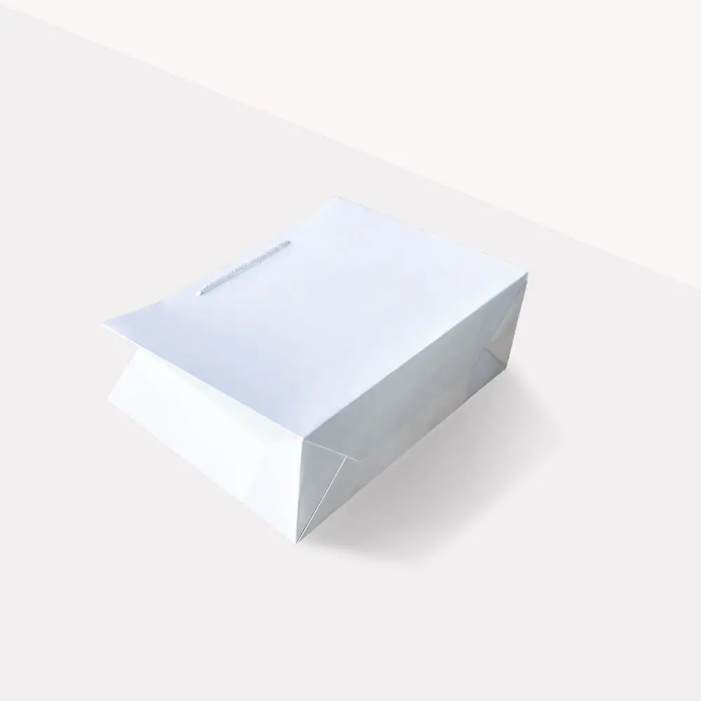 Caja de cartón, bolsas de regalo de papel Kraft con asas de bolsa de papel Kraft, precio de fábrica, accesorios de compras, papel Kraft blanco personalizado
