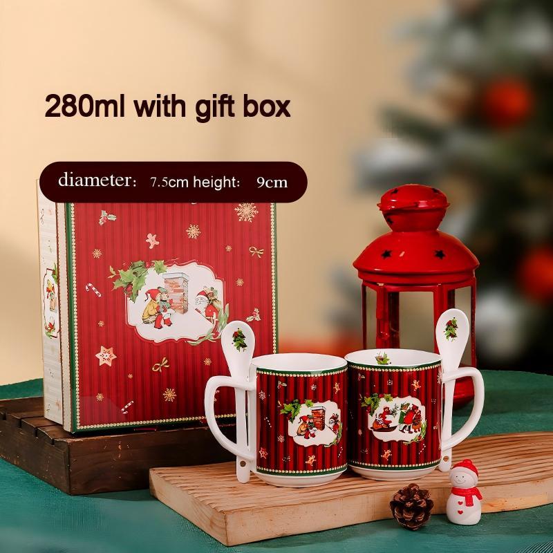 Tasse à double anse à rayures vintage - Coffret cadeau