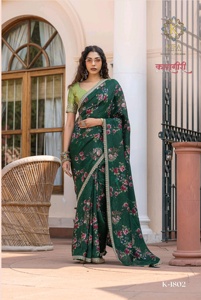 Indian Wholesaler's Stylish Floral Printed Pure Viscose Dola Silk <strong>Sari</strong> Ladies' Ethnic Saree for Wedding Parties - Product Image 6