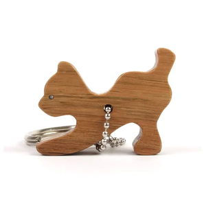 Último diseño simple llavero de madera forma personalizada animal gato diseño Logo llavero Rectangular llavero de madera en blanco - Product Image 4