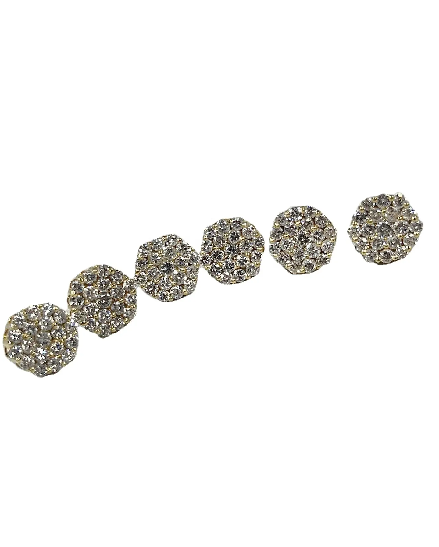 Orecchini a bottone da uomo in oro bianco 10 carati con pettine a forma di miele ghiacciato gioielli HipHop con diamanti naturali e CVD