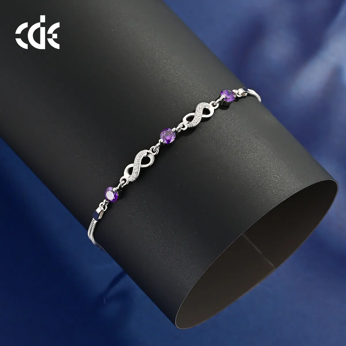 Cde Czyb002 Fijne 925 Zilveren Sieraden Geboortesteen Infinity Armband Groothandel Ronde Vorm Bedels Zirkoon Gelaagde Ketting Armband