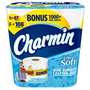 Charmin-超ソフトクッションタッチトイレットペーパー、24ファミリーメガロール = 123レギュラーロールを購入