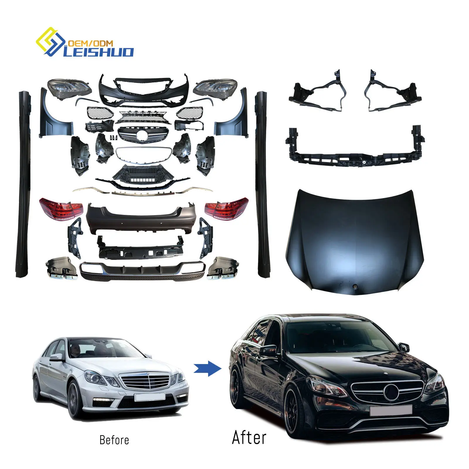 Leishuo coche parachoques faro W212 AMG E63 cuerpo ancho Kit Bodykit para mercedes-benz W212 10-15 actualización AMG E63 2014 + / W213 E63