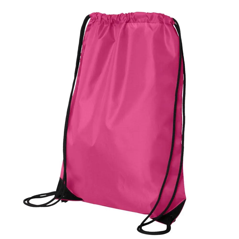 Sólido rosa cordão esportes mochila saco um tamanho vermelho