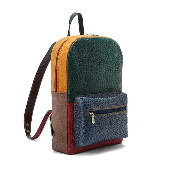 Mochila de diseñador multicolor con estilo logotipo personalizado materiales de color cuero genuino mujeres hombres mochila con personalización