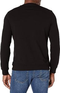 Özel lüks yumuşak pamuk düz renk Crewneck erkekler siyah boy kazak