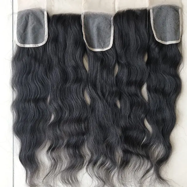Base de soie fermeture cheveux humains 100% Remy péruvienne 4x4 soie naturelle vague fermetures partie centrale partie libre soie un donneur cheveux vierges