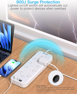 一拍8路通用旅行适配器4 USB 2 C型端口快速充电器电源板国际插座插座10A铜 - Product Image 5