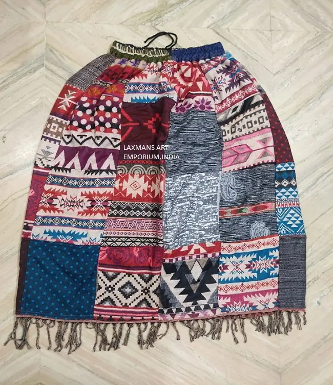 Winter Fashion Clothes Ladies Skirts Acrylic Woolen Patchwork Skirts From India Wholesale