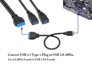 <strong>USB</strong> <strong>3</strong>.1 Front Panel <strong>Header</strong> to <strong>USB</strong> <strong>3</strong>.<strong>0</strong> 20-Pin <strong>Header</strong> Extension Cable for ASUS Motherboard - Product Image 4