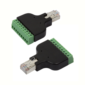 Red RJ45 Ethernet 8P8C macho a AV Adaptador de terminal de tornillo de 8 pines Convertidor Bloque Enchufe Red Ethernet Breakout Board - Product Image 1