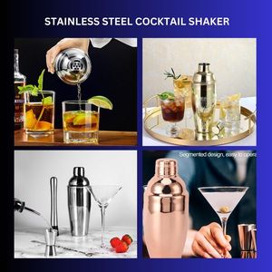 Toptan paslanmaz çelik kokteyl çalkalayıcı şişesi özel Logo Martini Mojito ve alkol karışımı Bar araçları için tasarımlar