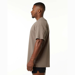 高品質特大箱入りフィットTシャツドロップショルダーモックネックカスタムデザインロングニット生地ライトプリントパターン