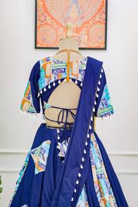 売れ筋の新しい2024最新の純綿LehengaCholi & Dupatta、デジタルプリント、Kodiレースブロダー付き女性用 - Product Image 5