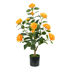 การตกแต่งบ้านและสำนักงานสไตล์ธรรมชาติต้นไม้กุหลาบเทียมสีเขียวกระถางพลาสติกสีเขียว - Product Image 4