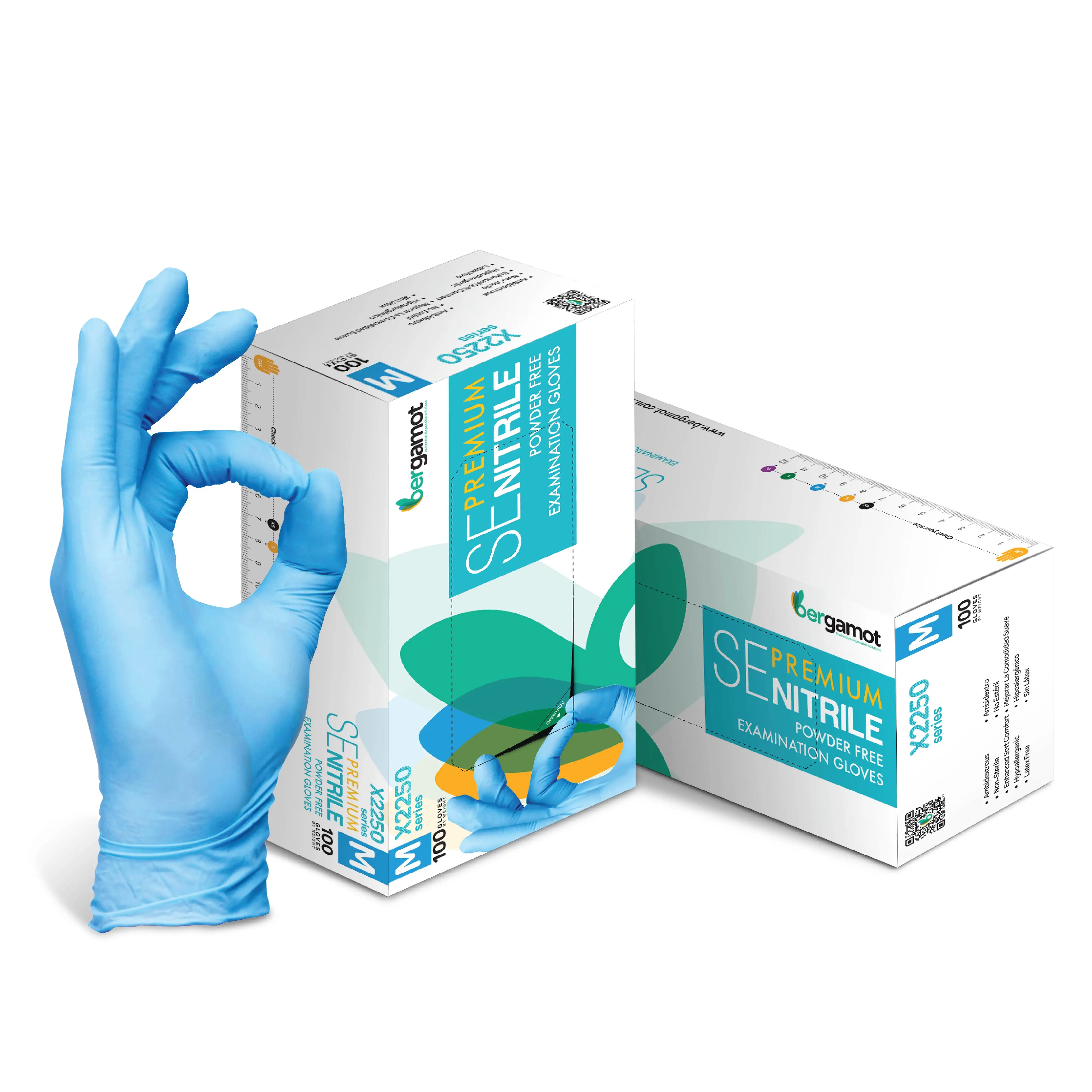 Guantes de mano de nitrilo para examen sin polvo-5.0gm Guantes de mano de nitrilo azul/negro para uso en la mayoría de las industrias de Malasia