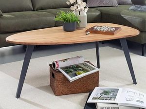 Nordic <strong>Europe</strong> Large Metal Round Coffee Table Console Table Sofa <strong>Center</strong> Table Living Room Modern Black Frame and Wood Top - Product Image 3