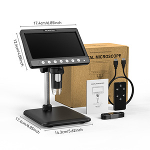 Microscopio de moneda Digital IPS de 7 pulgadas, lupa de 5MP 50X-1200X con soporte, microscopio de vídeo de soldadura para reparación electrónica, 8 LEDS - Product Image 1