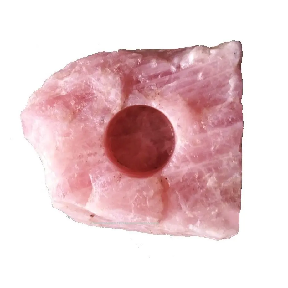 Castiçal de pedra natural Quartzo Rosa cristal natural castiçal gemstone cristal reiki cura atacadista fornecimento