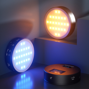 Round RGB Mini Creative Video Light Studio fotografico su illuminazione di riempimento della fotocamera per conferenze live streaming selfie vlogging - Product Image 1
