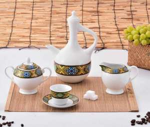 2025新设计金色金属咖啡托盘套装陶瓷茶杯和茶碟 - Product Image 3