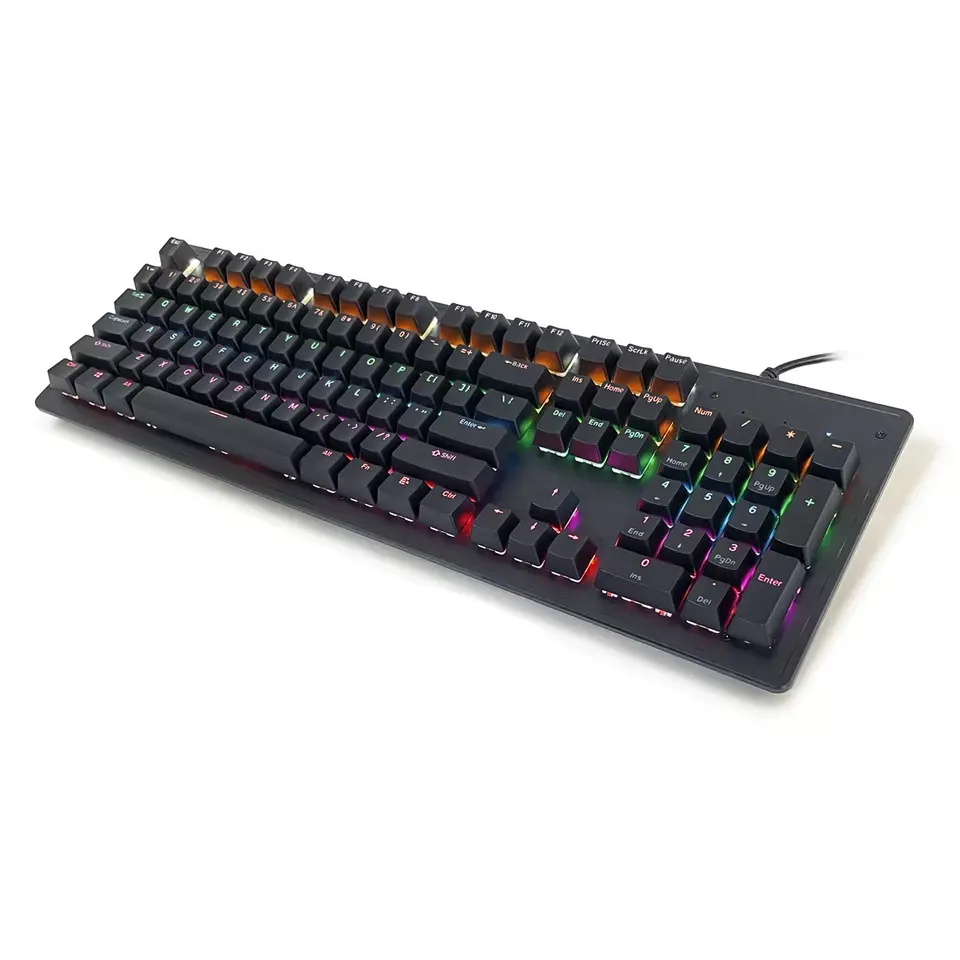 Keyboard Gaming ukuran penuh, Keyboard Gaming mekanik berkabel USB Backlit 26 Anti silau untuk PC