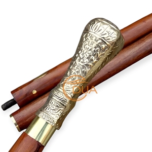 复古风格的手杖，采用黄铜手柄，设计复杂。 - Product Image 6