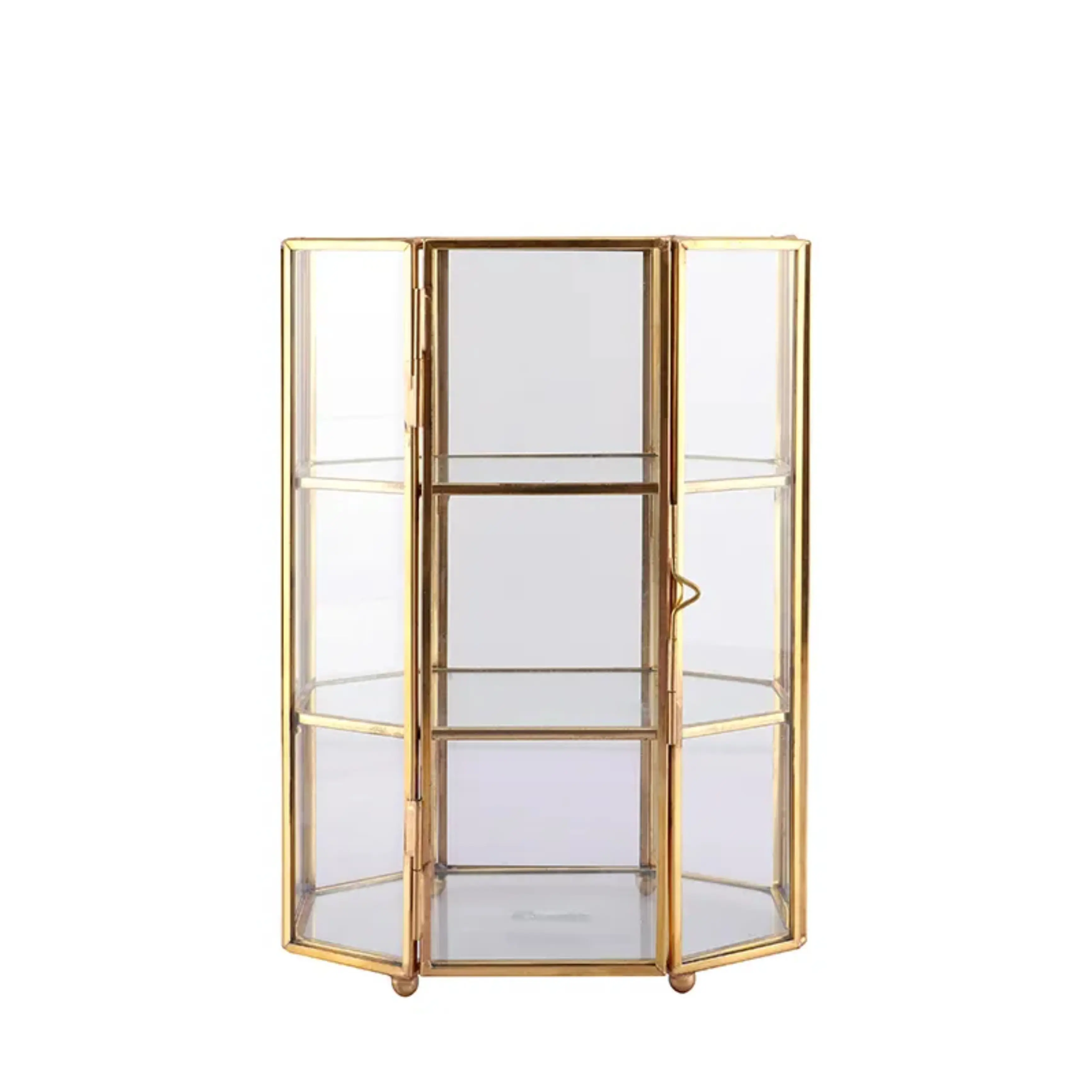Innovative Design Mini Metal Frame Glass Storage Cupboard for Jewelry and Makeup Accessories