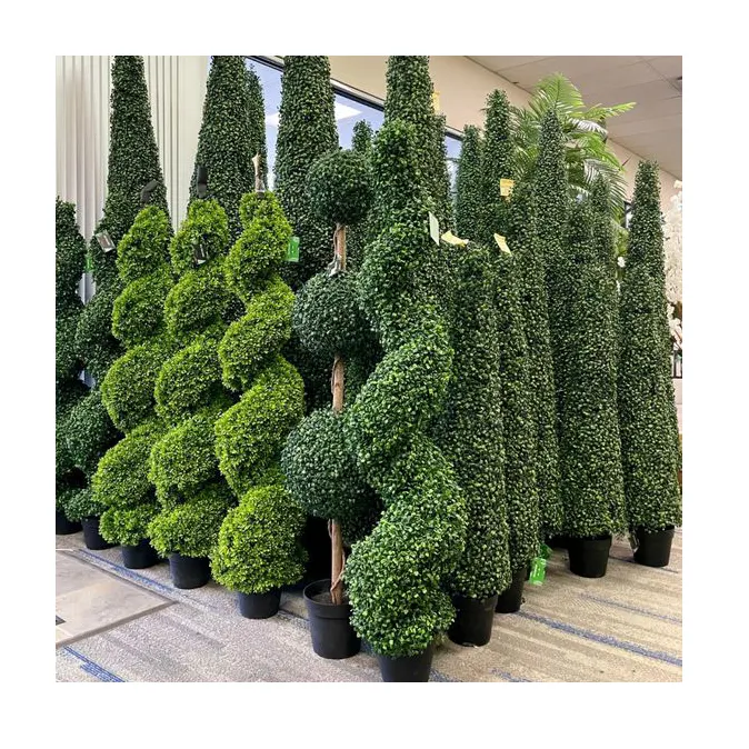 Ruopei 6feet yeşillik yapay GrassTree Faxu Boxwood Bonsai Topiary topu bitkiler ağaç saksı ev kapalı açık dekor için