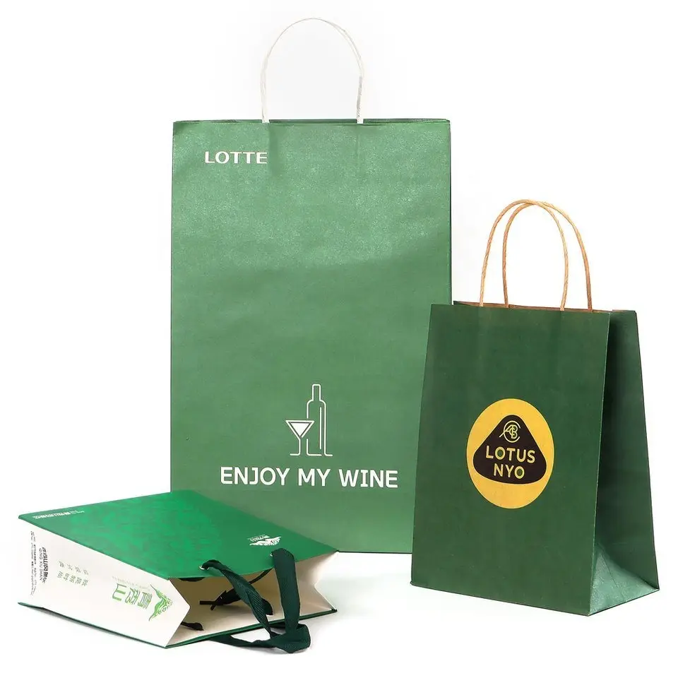 Manufacturers Wholesale Custom Printing Shopping Recycled Restaurant Delivery Take Out Packaging Carry Brown Kraft Paper Bag