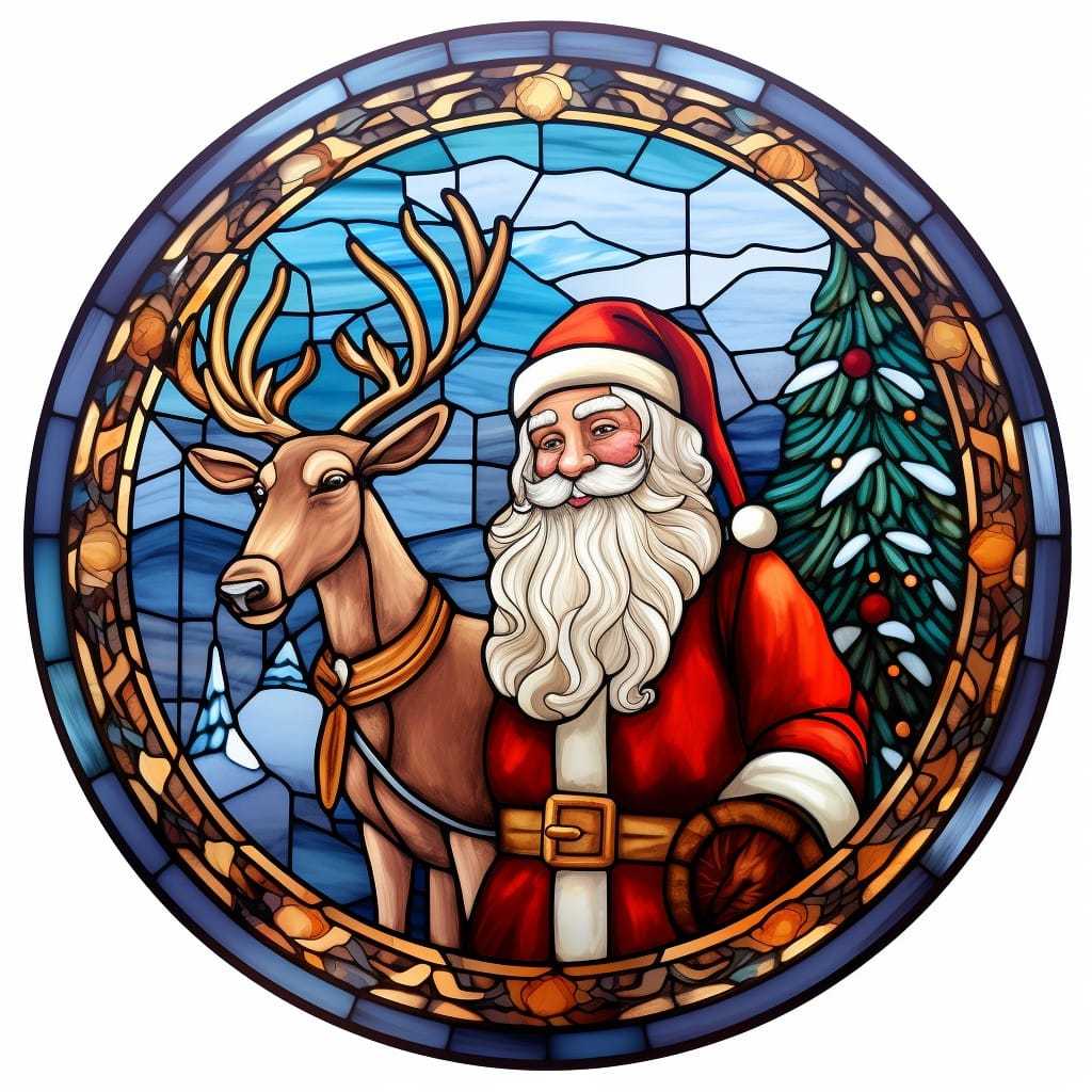 Santa with reindeer-christmas tree