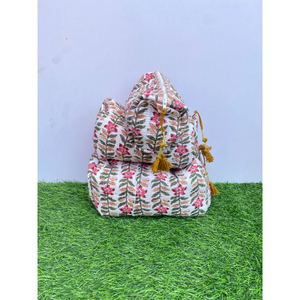 Şık 3-Piece çiçek kapitone kumaş makyaj çantası set-dayanıklı taşınabilir seyahat organizatör kozmetik çantaları mevcut S/M/L boyutları - Product Image 3