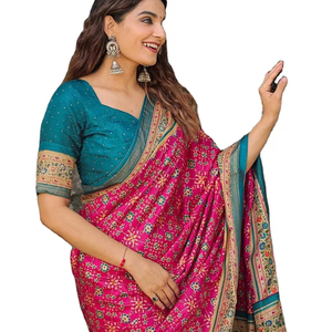 インドのメーカーDola Silk Weving Zekart Banarshi Sarees With Foil Work Online Shopping India - Product Image 1