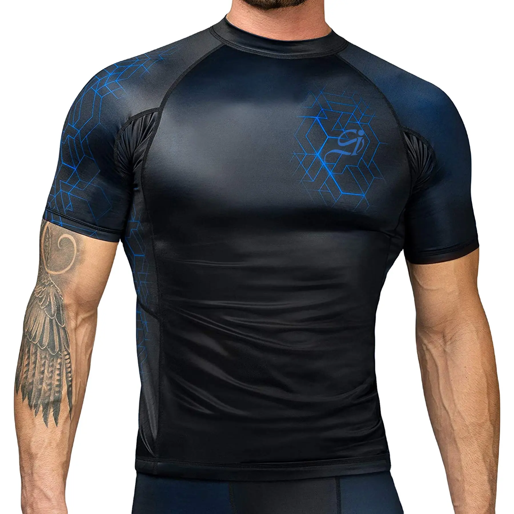 Custom Short Sleeve Surf Logo Mma Bjj Compression Shirt Sublimated Jiu Jitsu Rashguards Design Wholesale Rash Guard