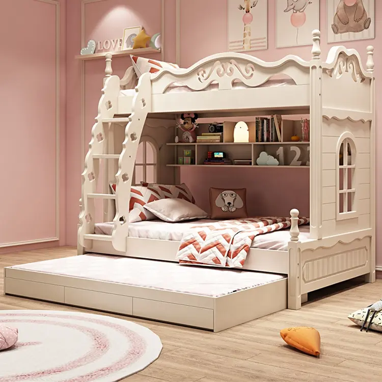 Высококачественная деревянная мебель для детской спальни, детские двухъярусные кровати с лестницей
