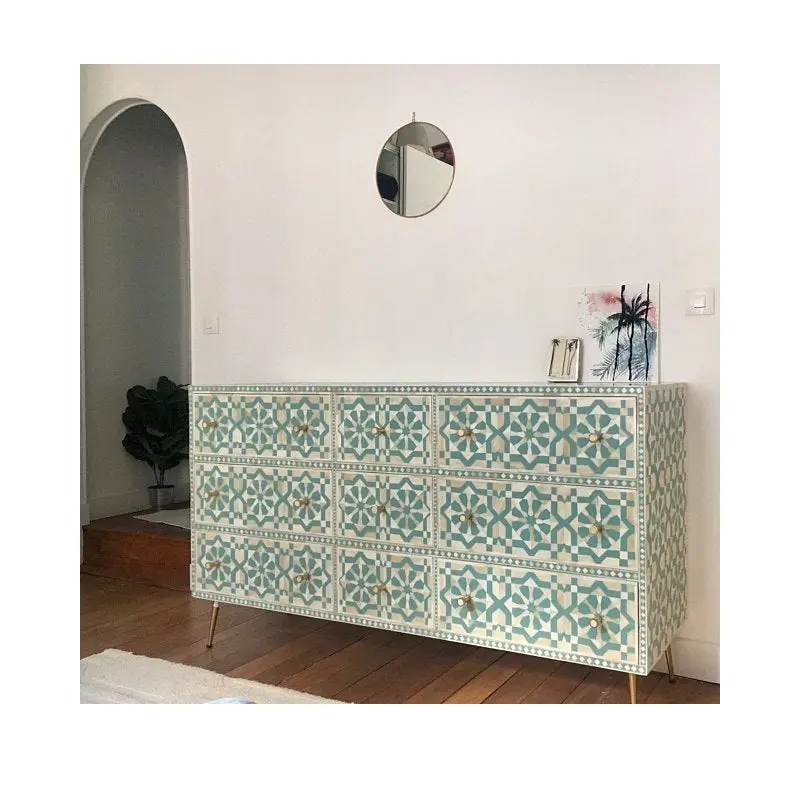 Mesa interior de osso grande, com o melhor design floral e 7 gavetas para hall e hotéis royal